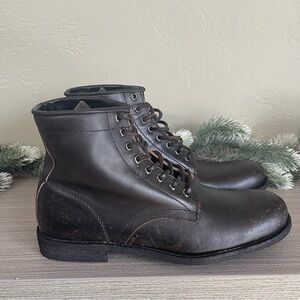 Frye Men's Antiqued Black Bowery Distressed Lace Up Leather Boots Size 9 D